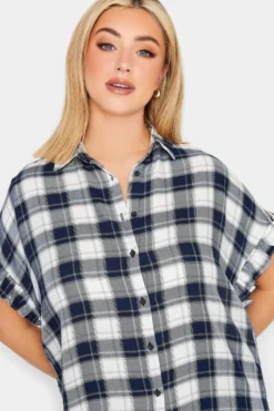 YOURS Curve Navy Blue Check Print Frill Sleeve Collared Shirt 8 YOURS Curve Navy Blue Check Print Frill Sleeve Collared Shirt -Outlet Stylo Wise Store cab6186e 812b 4d 174313 D scaled