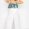 YOURS Curve White Wide Leg Beach Trousers