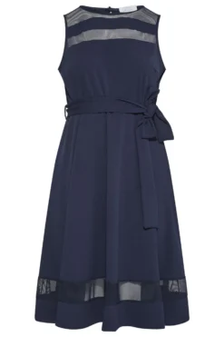 YOURS LONDON Curve Navy Blue Mesh Panel Skater Dress -Outlet Stylo Wise Store cb98c3c7 565a 43 162038 X scaled