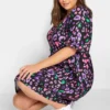 YOURS Curve Black Animal Print Smock Midi Dress