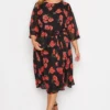 YOURS LONDON Curve Black Poppy Floral Print Dress
