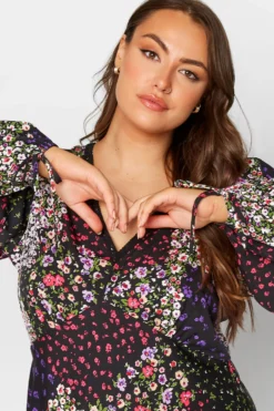 LIMITED COLLECTION Curve Black Floral Patchwork Midi Dress -Outlet Stylo Wise Store cc766b7e 43e2 48 214908 D scaled