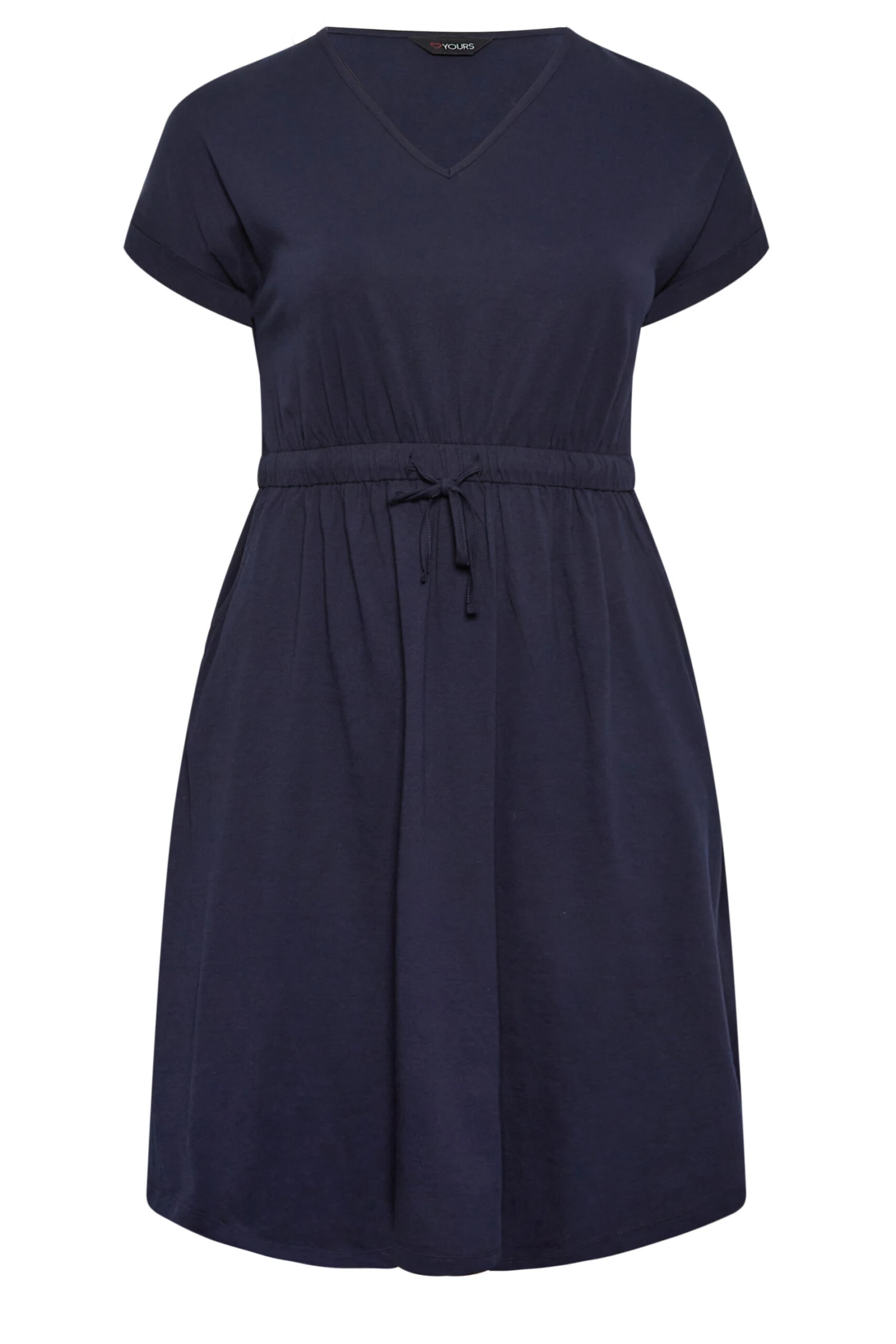 YOURS Curve Navy Blue Tie Waist Mini Dress 5 YOURS Curve Navy Blue Tie Waist Mini Dress - Image 5