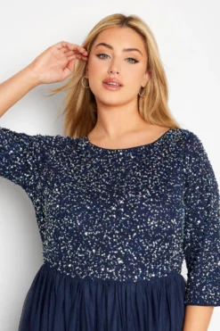 LUXE Curve Navy Blue Sequin Hand Embellished Maxi Dress -Outlet Stylo Wise Store ced89f8a 8fc4 48 161156 D scaled