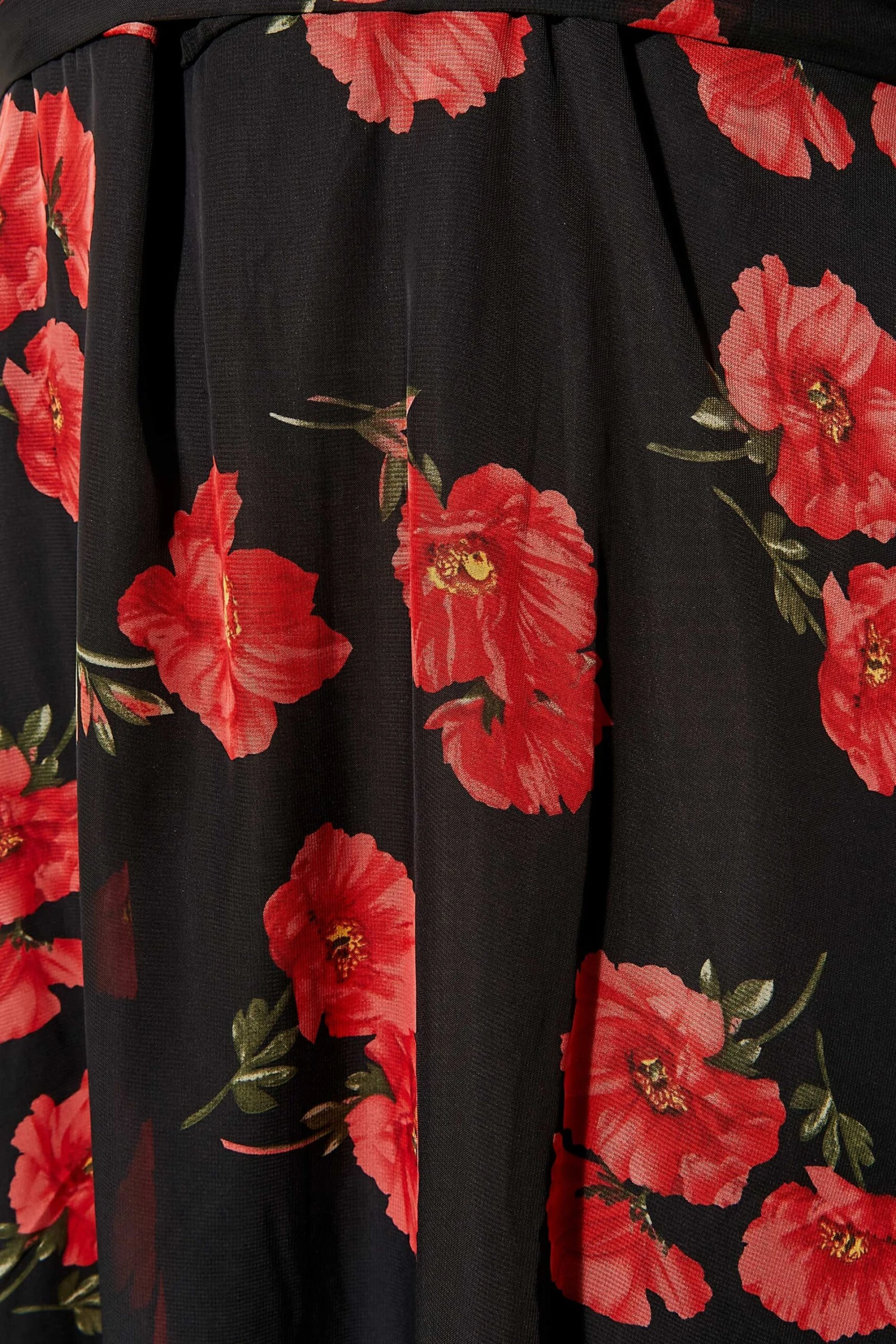 YOURS LONDON Curve Black Poppy Floral Print Dress 4 YOURS LONDON Curve Black Poppy Floral Print Dress - Image 4