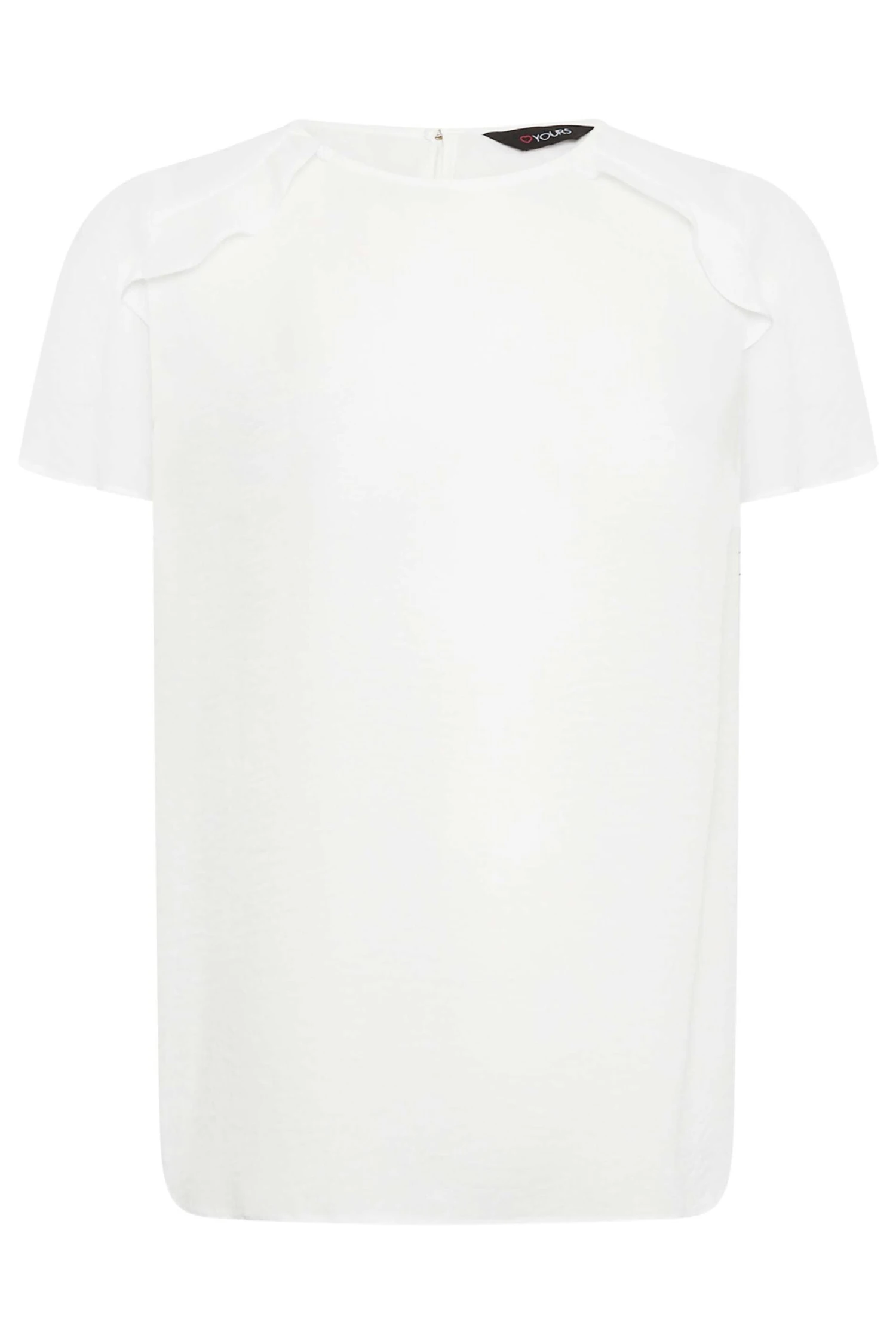 YOURS Curve White Frill Short Sleeve Blouse 5 YOURS Curve White Frill Short Sleeve Blouse - Image 5
