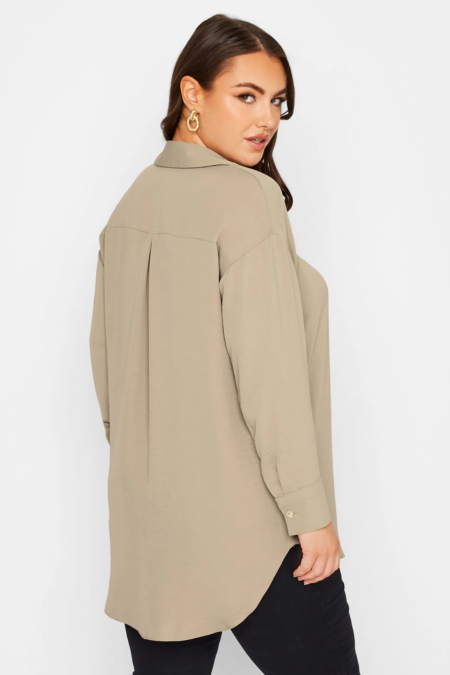 YOURS LONDON Curve Beige Brown Button Blouse 2 YOURS LONDON Curve Beige Brown Button Blouse - Image 2