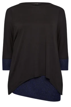 YOURS Curve Black & Navy Blue Glitter Soft Touch Layered Blouse 10 YOURS Curve Black & Navy Blue Glitter Soft Touch Layered Blouse -Outlet Stylo Wise Store cff36697 1800 44 301493 X scaled
