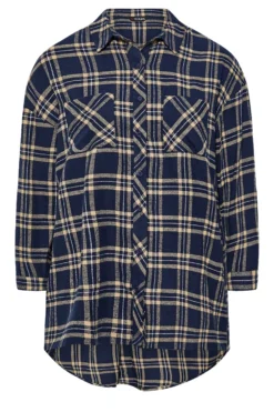 YOURS Curve Navy Blue Check Brushed Boyfriend Shirt -Outlet Stylo Wise Store cff398f1 6c6f 4c 131660 X scaled