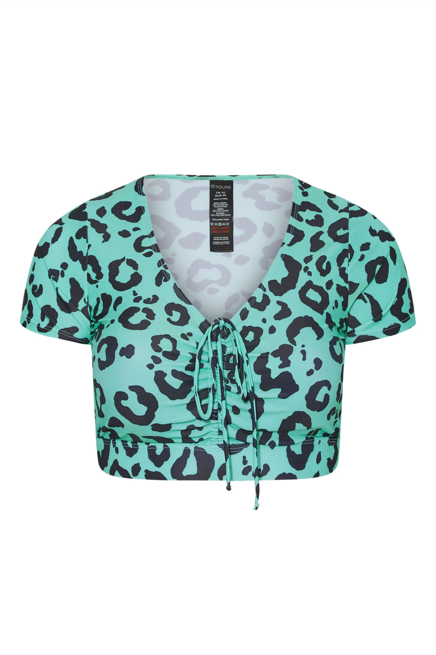 YOURS Curve Turquoise Blue Leopard Print Bikini Crop Top 5 YOURS Curve Turquoise Blue Leopard Print Bikini Crop Top - Image 5