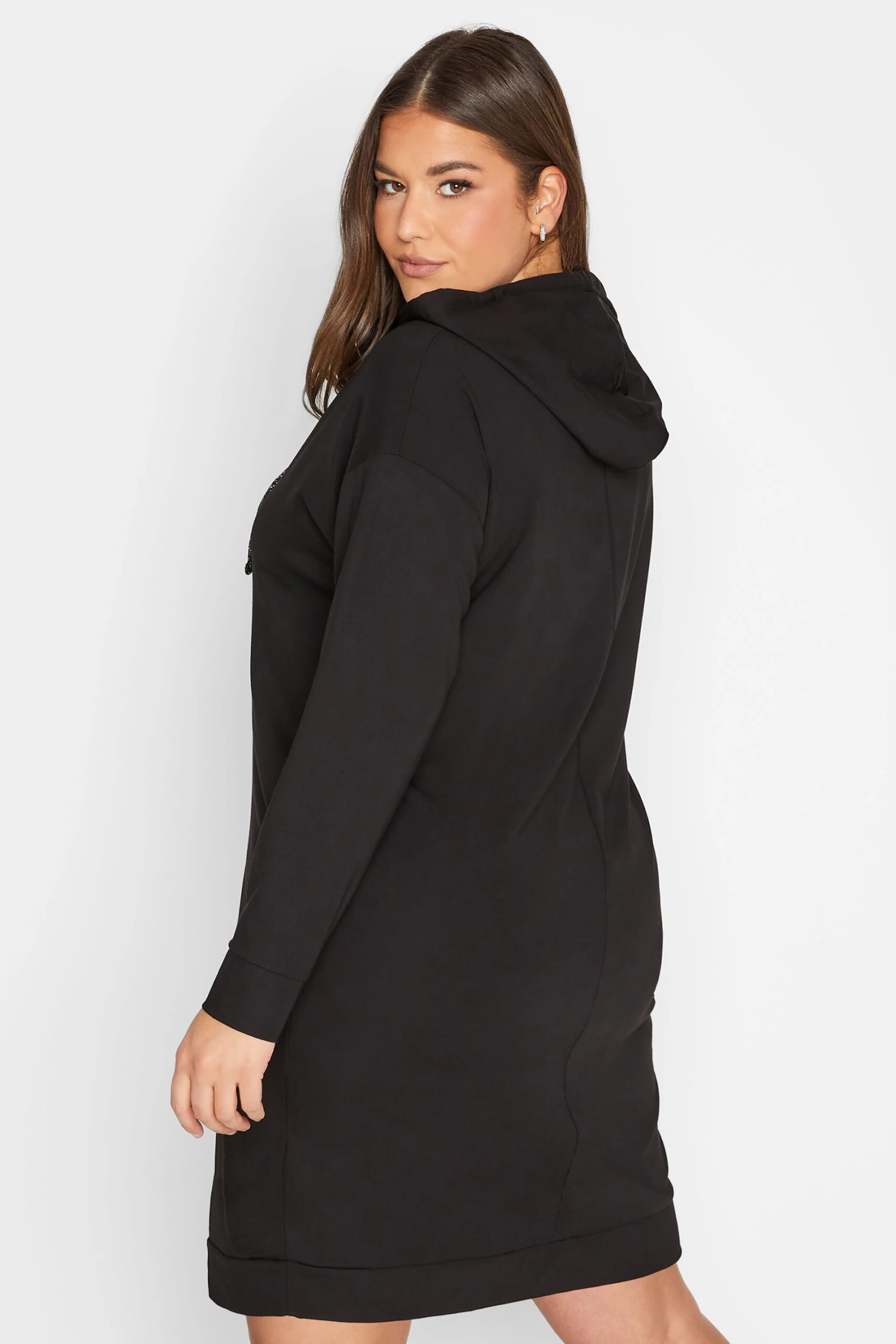YOURS Curve Black Pocket Hoodie Dress 2 YOURS Curve Black Pocket Hoodie Dress - Image 2