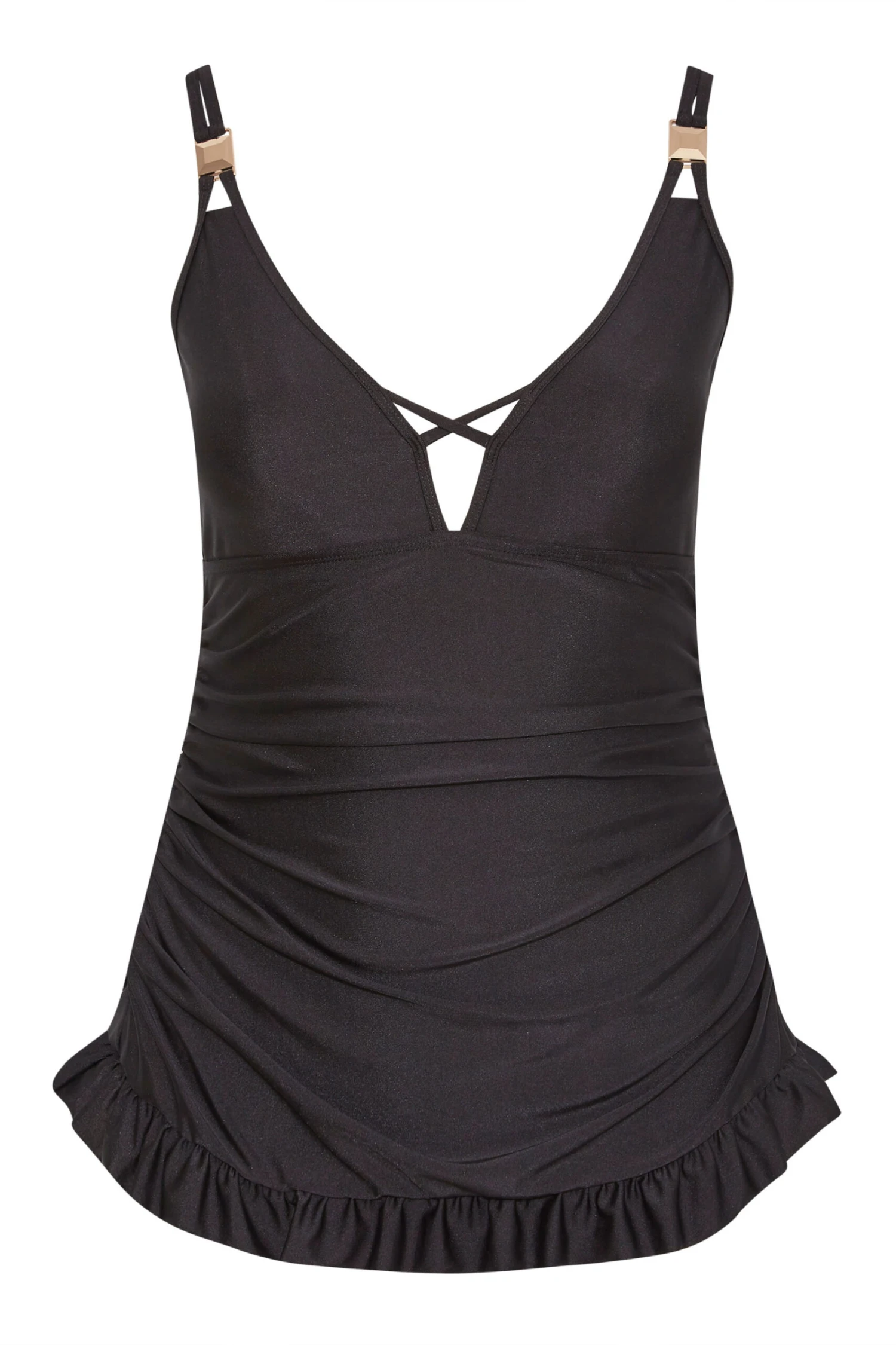 YOURS Curve Black Plunge Bodycon Tummy Control Swim Dress 5 YOURS Curve Black Plunge Bodycon Tummy Control Swim Dress - Image 5