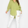 YOURS Curve Green Linen Blend Shirt