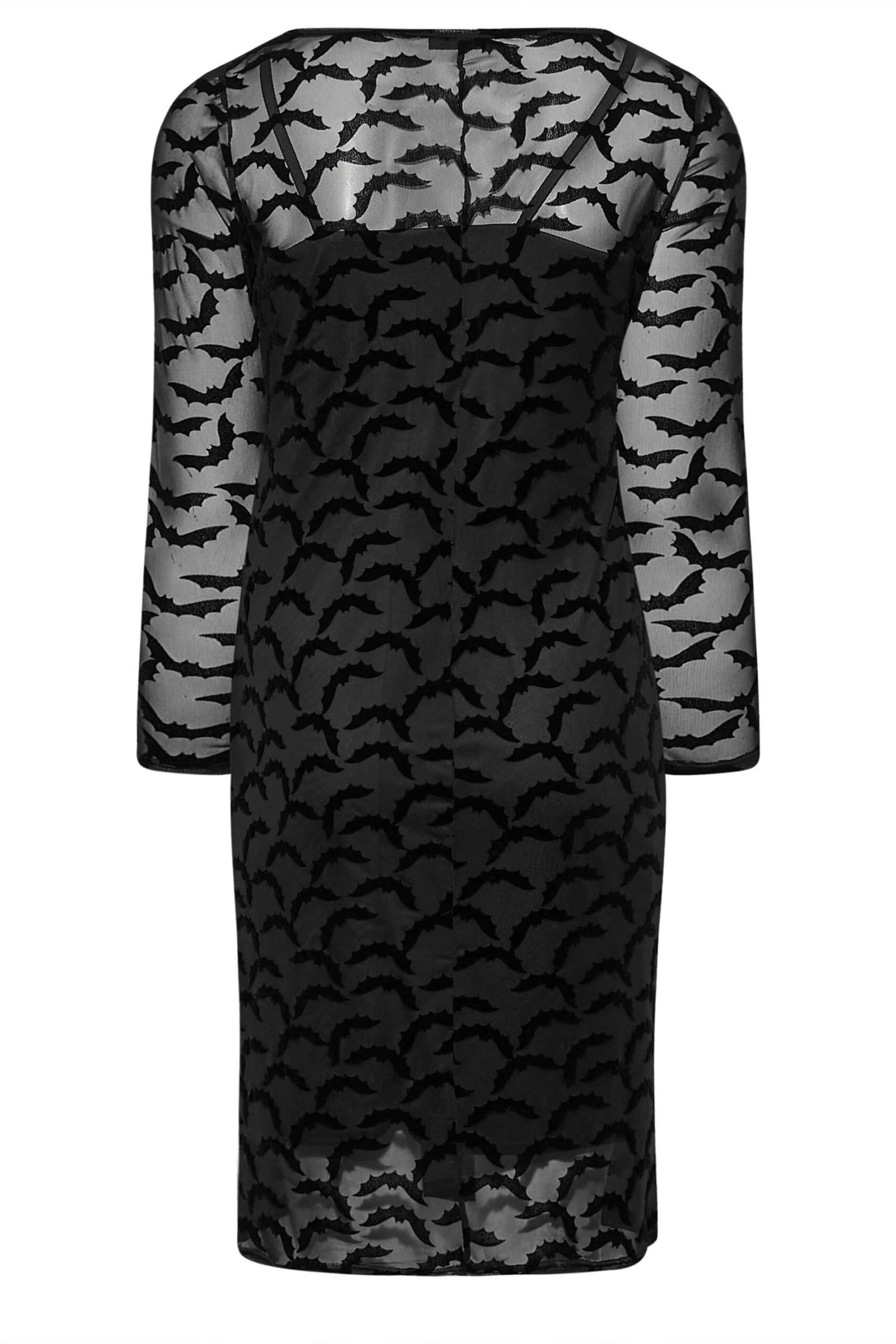 YOURS LONDON Curve Black Flocked Mesh Bodycon Dress 6 YOURS LONDON Curve Black Flocked Mesh Bodycon Dress - Image 6