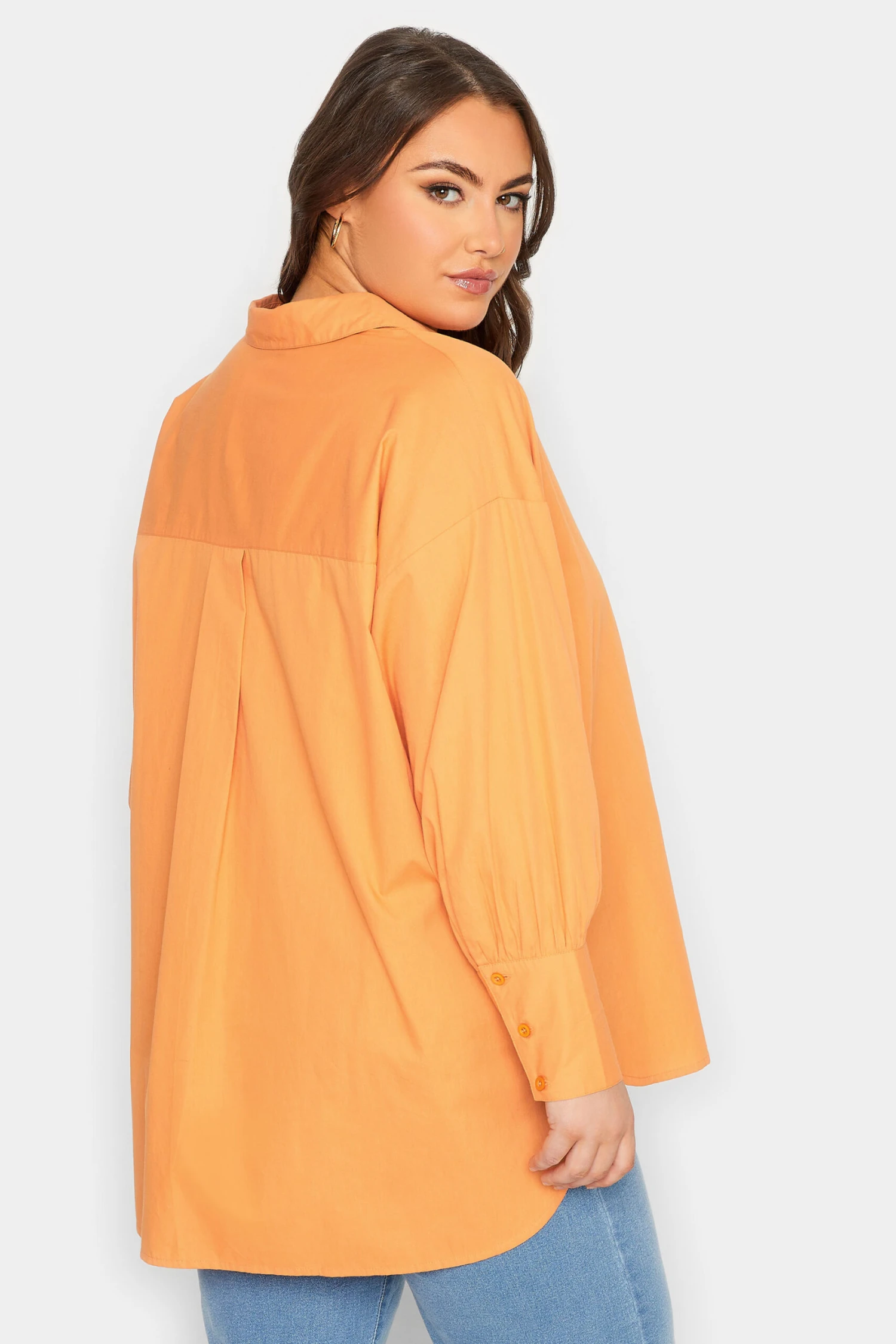 YOURS Curve Bright Orange Oversized Poplin Shirt 2 YOURS Curve Bright Orange Oversized Poplin Shirt - Image 2