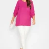 YOURS Curve Dark Pink Tab Sleeve Blouse