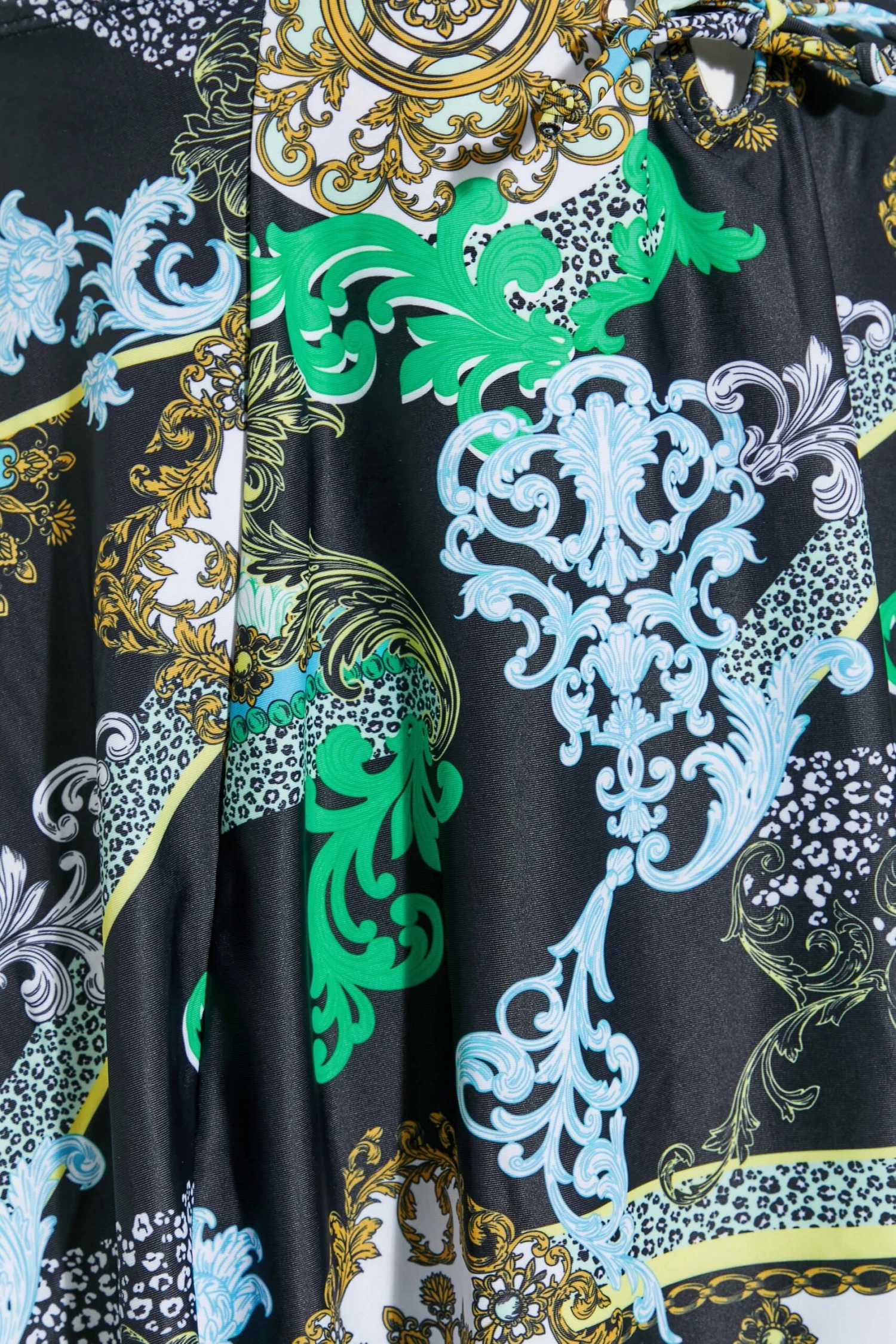 Curve Black Scarf Print Eyelet Lace Up Tummy Control Swim Dress 4 Curve Black Scarf Print Eyelet Lace Up Tummy Control Swim Dress - Image 4