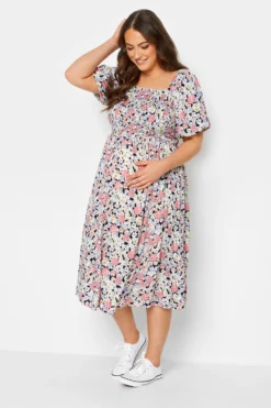 BUMP IT UP MATERNITY Curve Pink Floral Shirred Dress -Outlet Stylo Wise Store d5d5090c bde5 4b 158402 B scaled