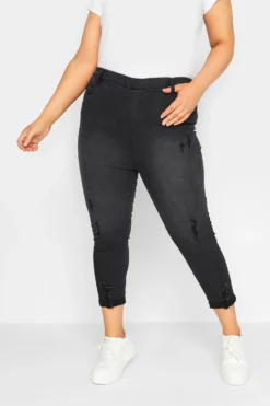 YOURS Curve Washed Black Cropped Stretch Ripped GRACE Jeggings -Outlet Stylo Wise Store d6219682 77fb 4b 144708 A scaled
