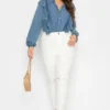 LIMITED COLLECTION Curve Blue Frill Chambray Shirt