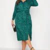 YOURS LONDON Curve Green Animal Print Shirt Dress