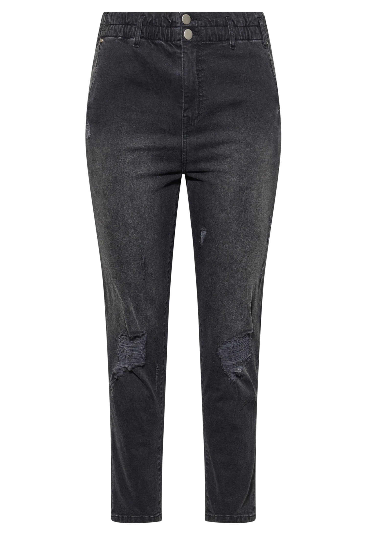 YOURS Curve Black Ripped Elasticated Stretch MOM Jeans 5 YOURS Curve Black Ripped Elasticated Stretch MOM Jeans - Image 5