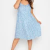 YOURS Curve Blue Ditsy Floral Strappy Sundress