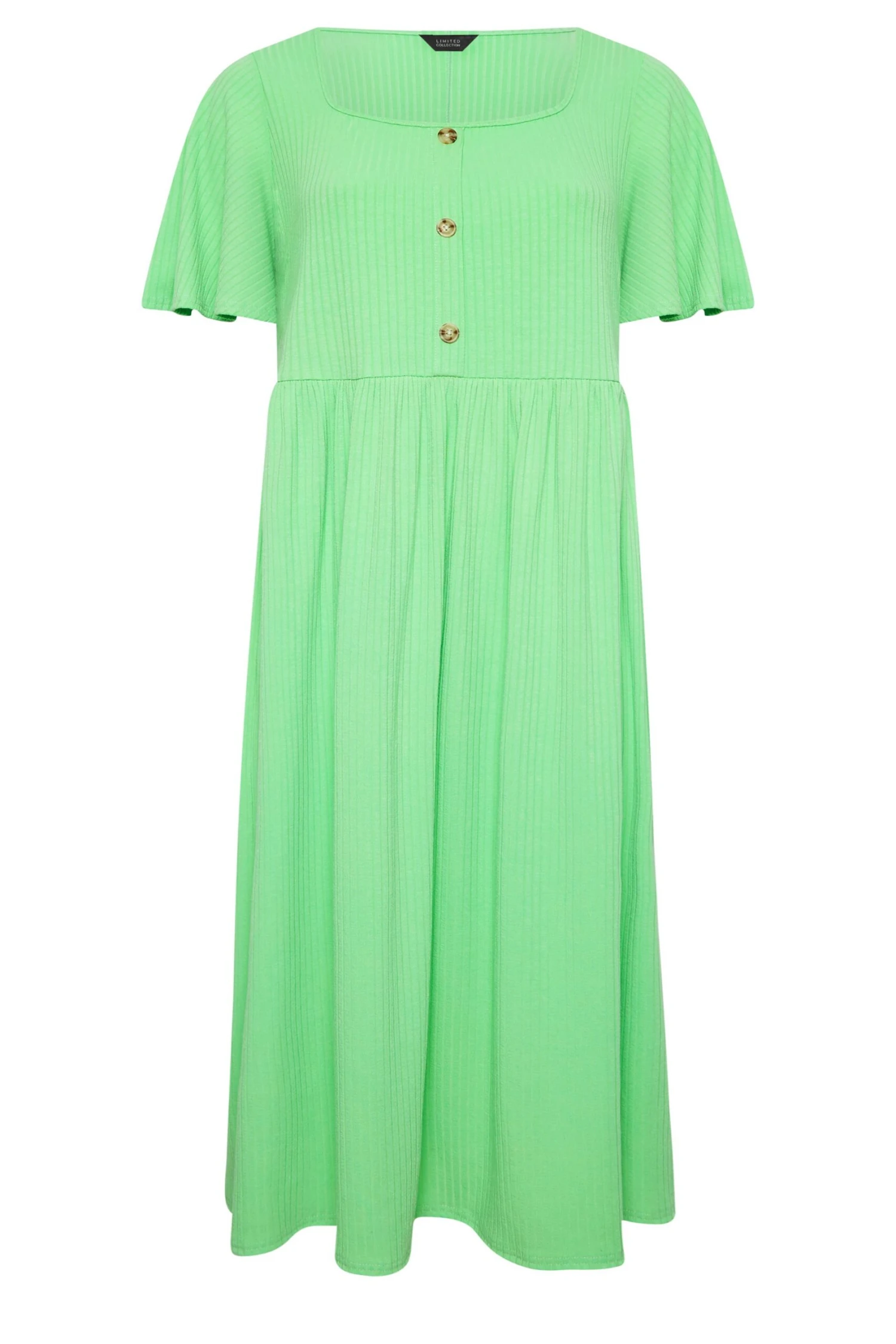 LIMITED COLLECTION Curve Green Ribbed Square Neck Midi Dress 6 LIMITED COLLECTION Curve Green Ribbed Square Neck Midi Dress - Image 6