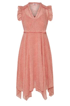 YOURS Curve Coral Pink Polka Dot Print Hanky Hem Dress -Outlet Stylo Wise Store d7ab9ca8 2abc 49 174007 X scaled