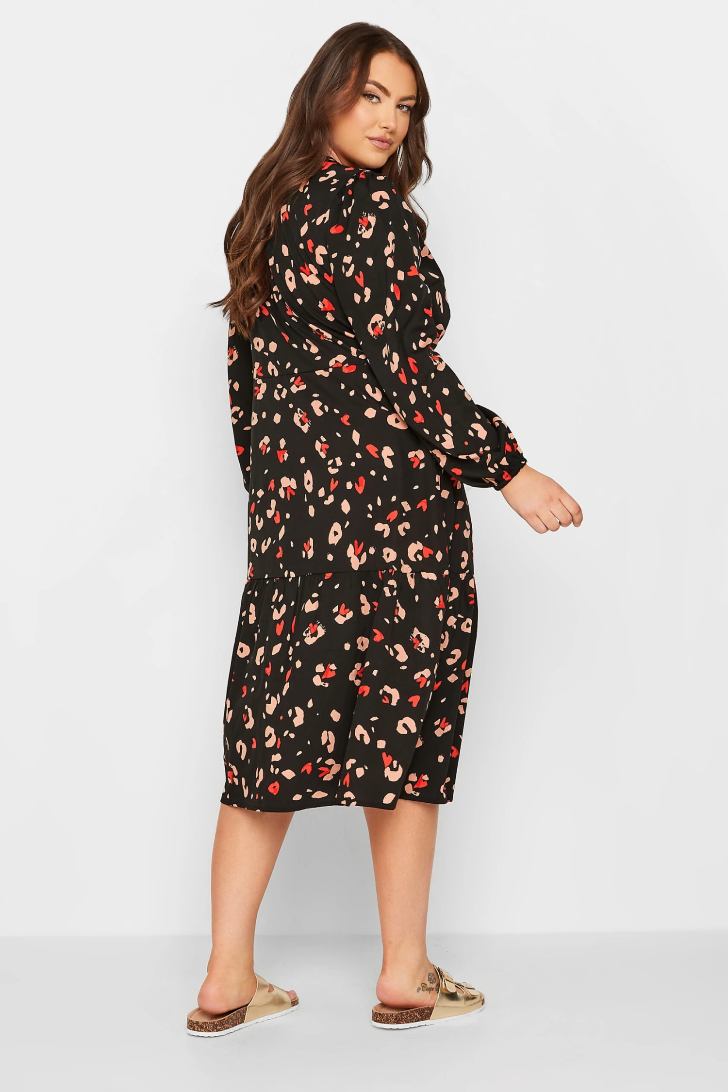 YOURS Curve Black Leopard Print Button Through Dress 2 YOURS Curve Black Leopard Print Button Through Dress - Image 2