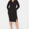 YOURS PETITE Curve Black Scuba Blazer Dress
