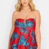 YOURS Curve Red Palm Leaf Tankini Top