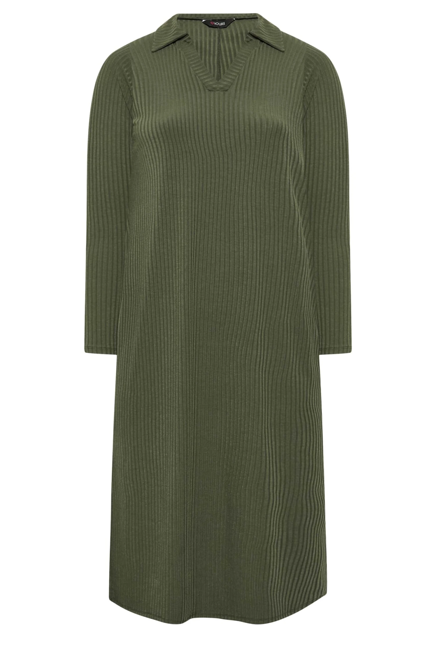 YOURS Curve Khaki Green Spilt Side Midi Dress 6 YOURS Curve Khaki Green Spilt Side Midi Dress - Image 6
