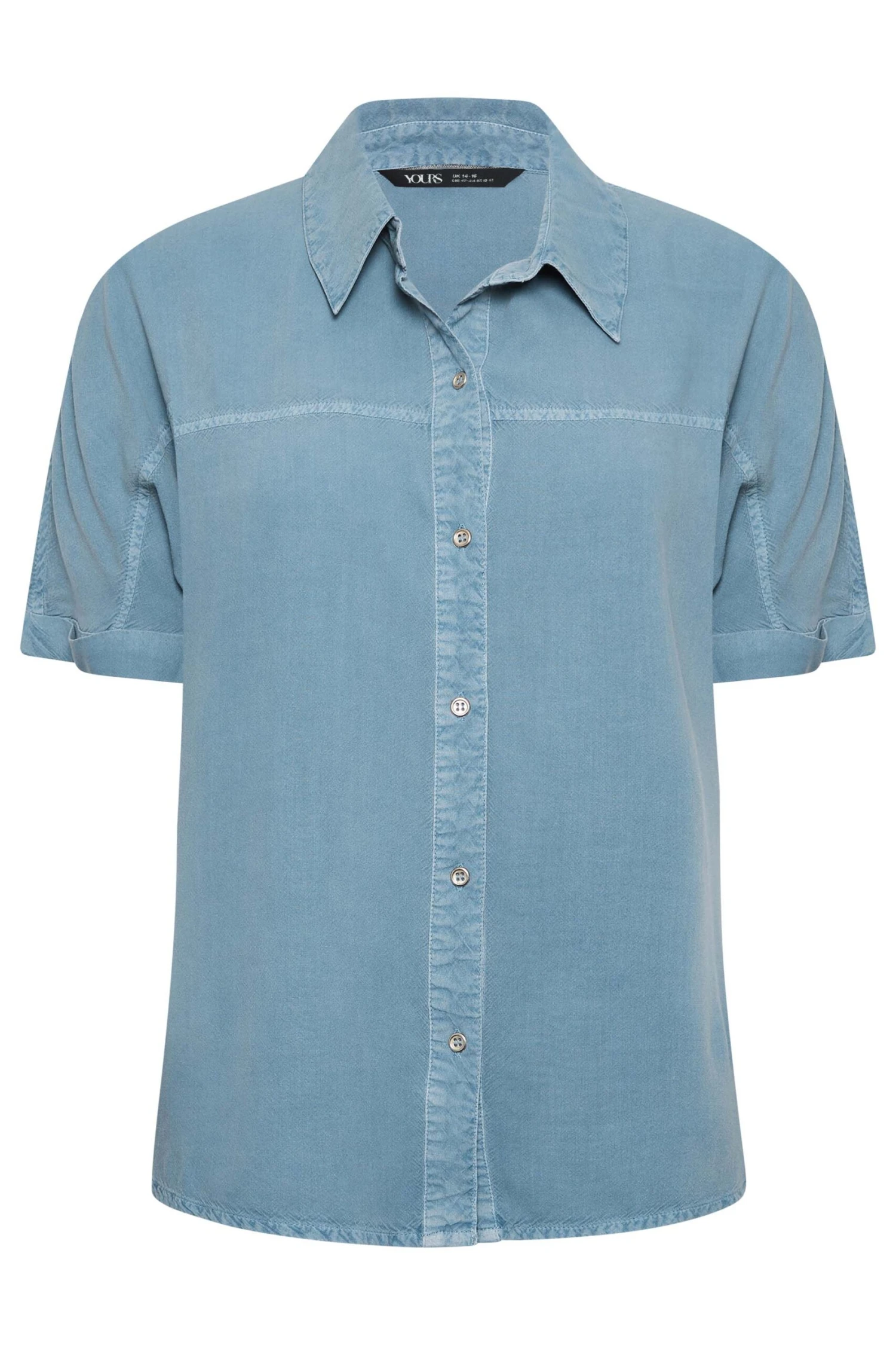 YOURS PETITE Curve Blue Short Sleeve Shirt 3 YOURS PETITE Curve Blue Short Sleeve Shirt - Image 3