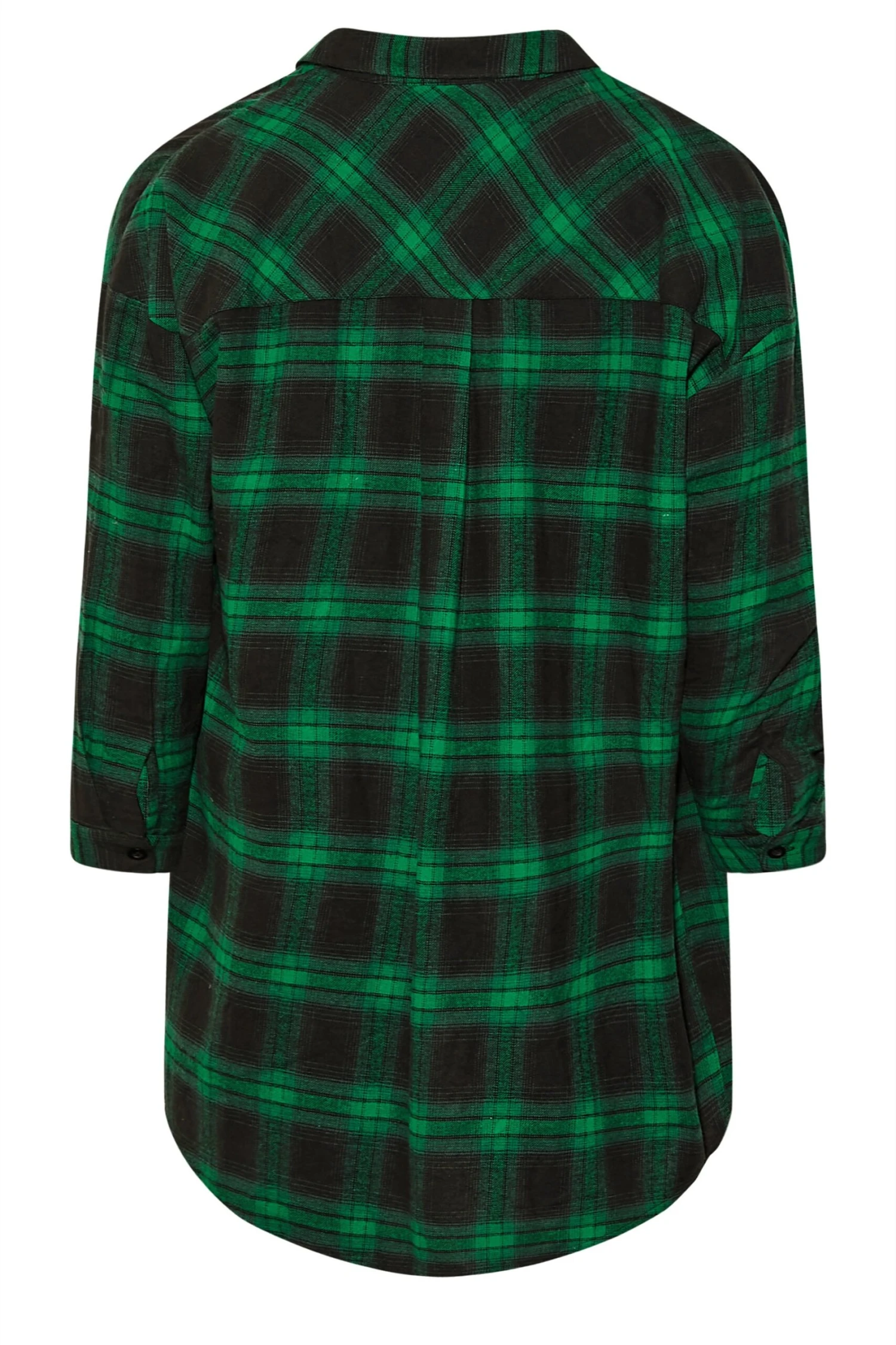 YOURS Curve Green & Black Check Brushed Boyfriend Shirt 6 YOURS Curve Green & Black Check Brushed Boyfriend Shirt - Image 6
