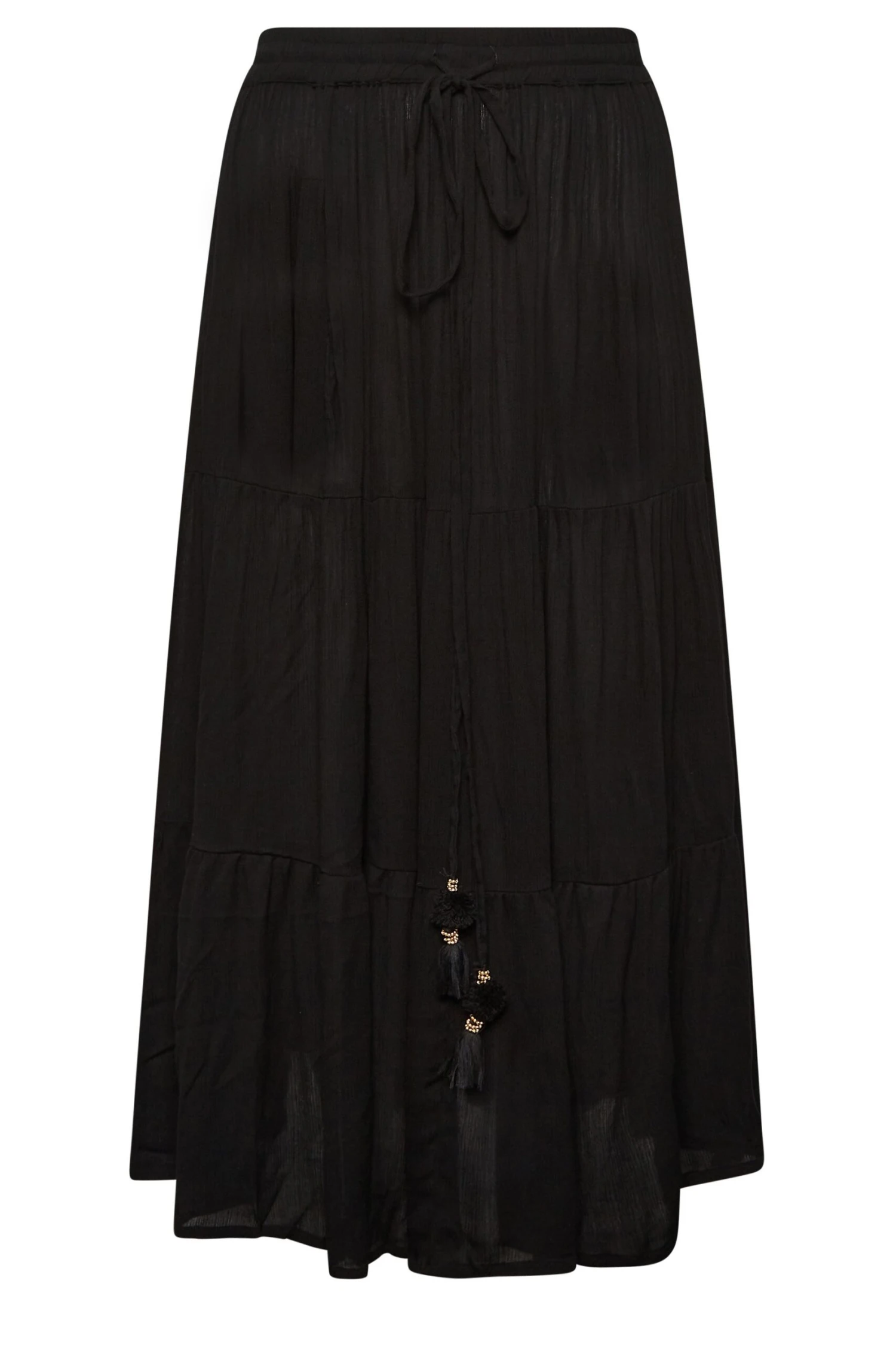 YOURS Curve Black Tiered Beach Skirt 4 YOURS Curve Black Tiered Beach Skirt - Image 4