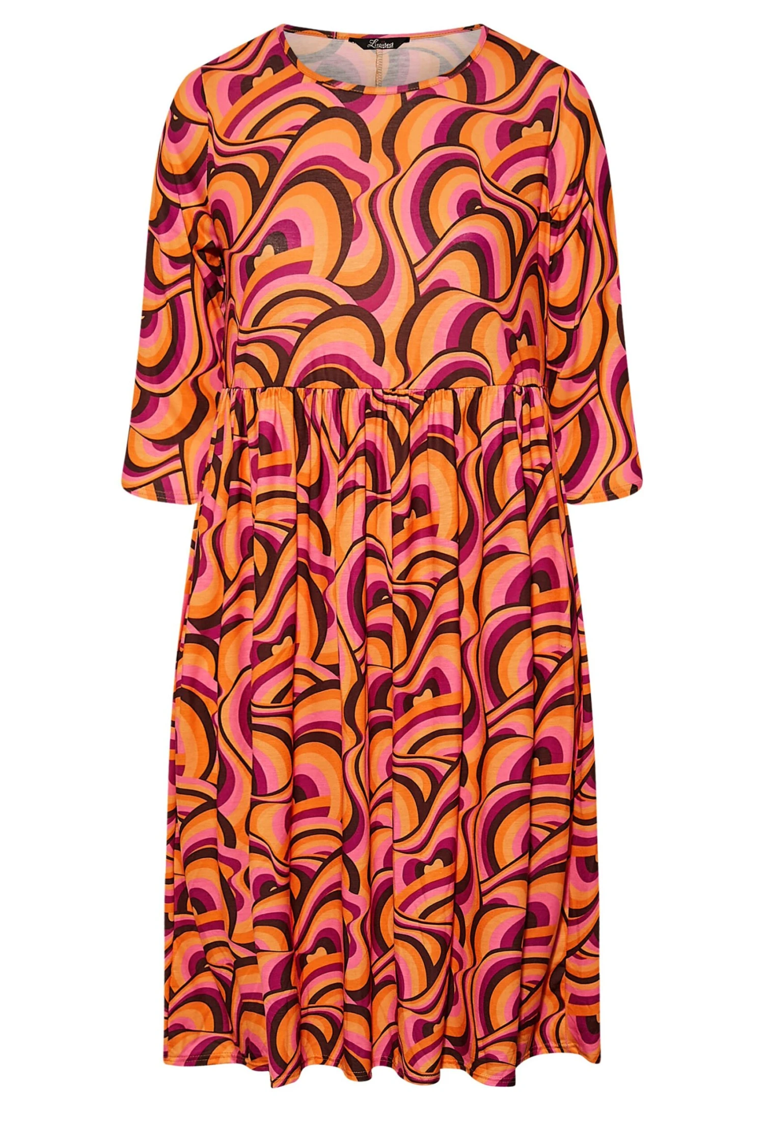 LIMITED COLLECTION Curve Orange Swirl Print Dress 5 LIMITED COLLECTION Curve Orange Swirl Print Dress - Image 5