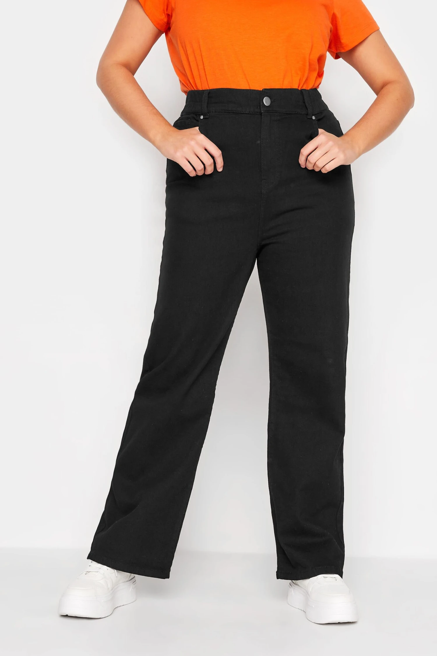 YOURS Curve Black Elasticated Waist Stretch Wide Leg Jeans 6 YOURS Curve Black Elasticated Waist Stretch Wide Leg Jeans - Image 6