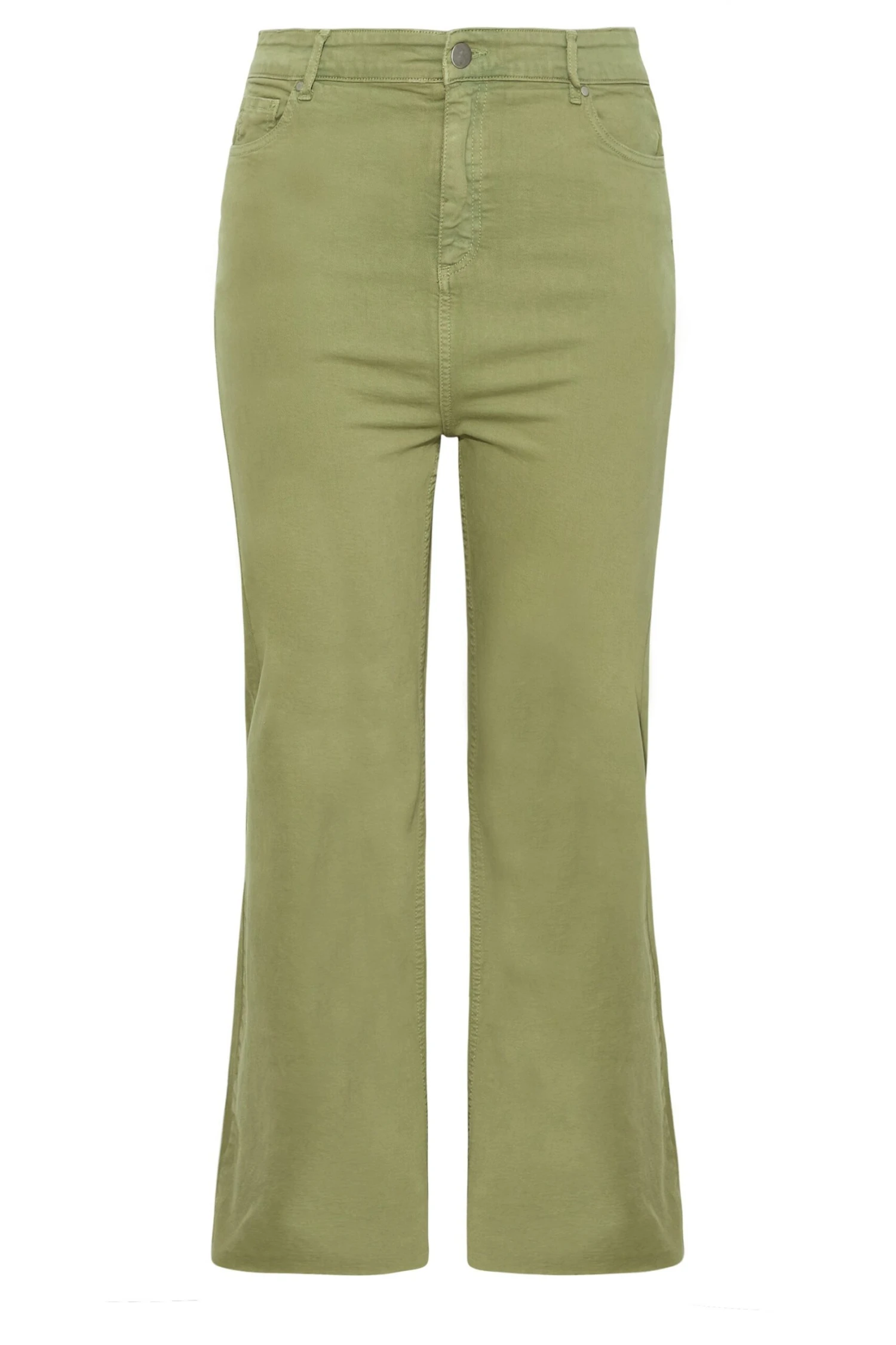 YOURS Curve Khaki Green Stretch Wide Leg Jeans 2 YOURS Curve Khaki Green Stretch Wide Leg Jeans - Image 2