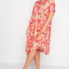 LIMITED COLLECTION Curve Bright Pink Abstract Print Midaxi Smock Dress