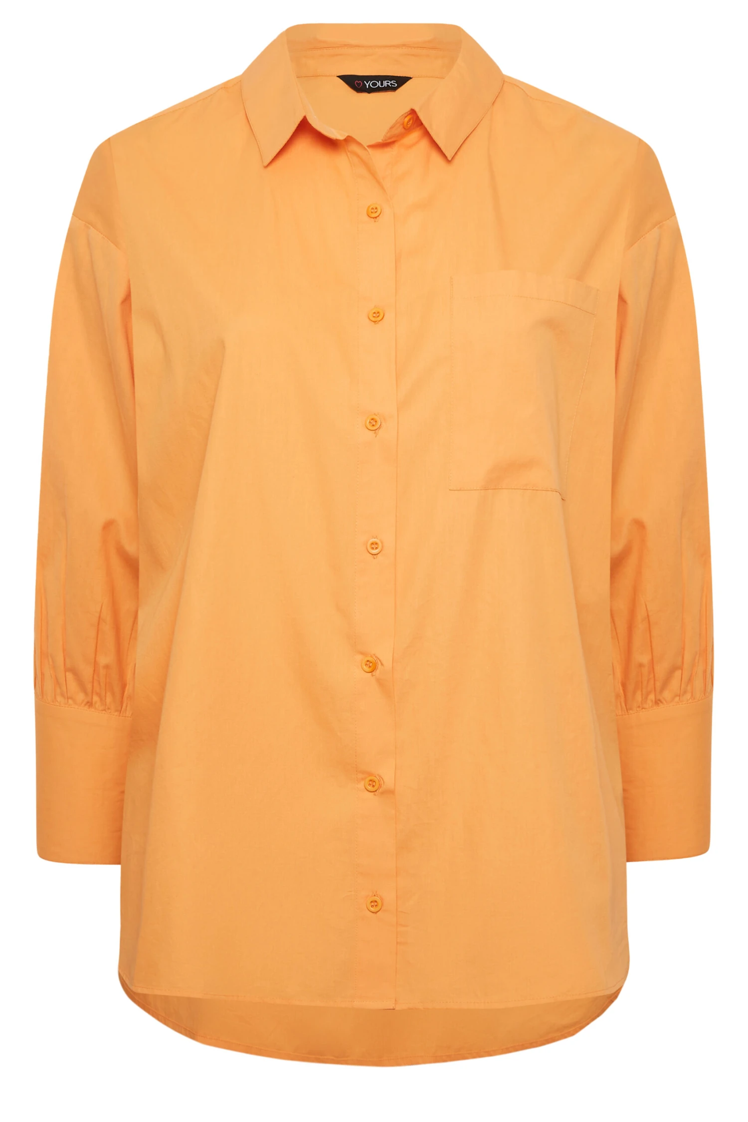 YOURS Curve Bright Orange Oversized Poplin Shirt 5 YOURS Curve Bright Orange Oversized Poplin Shirt - Image 5