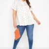 YOURS Curve White Floral Frill Detail Peplum Shirt