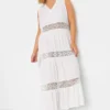 YOURS PETITE Curve White Crochet Trim Maxi Dress