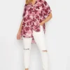 YOURS Curve Pink Floral Print Chiffon Grown On Sleeve Shirt