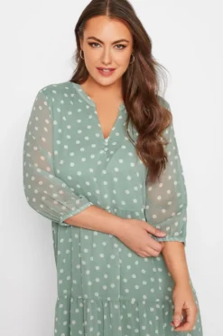 YOURS Curve Sage Green Polka Dot Tiered Dress -Outlet Stylo Wise Store df1ace9b 4825 44 174133 D scaled