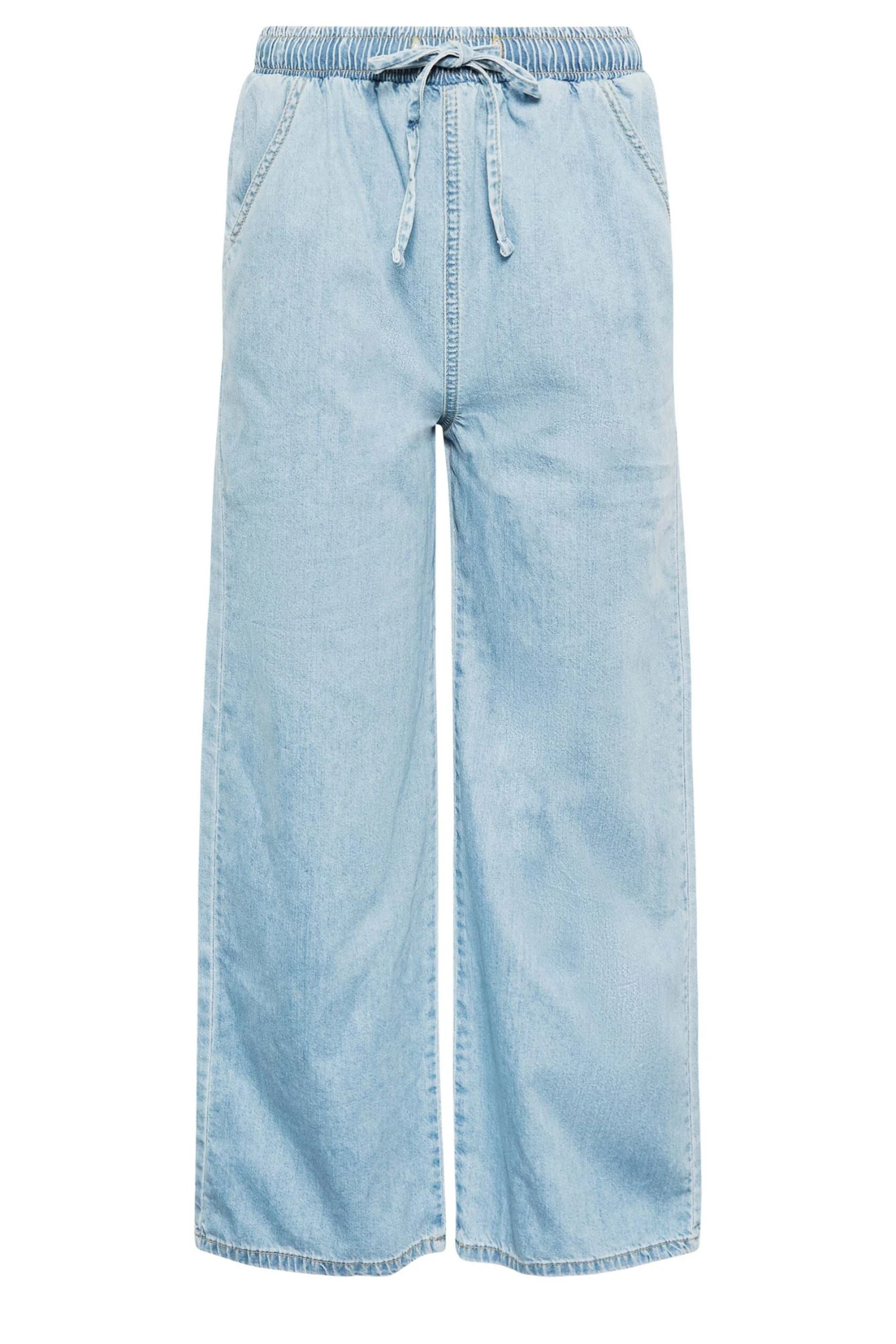 YOURS PETITE Curve Light Blue Pull On Wide Leg Jeans 3 YOURS PETITE Curve Light Blue Pull On Wide Leg Jeans - Image 3