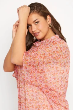 YOURS Curve Pink Ditsy Print Batwing Blouse -Outlet Stylo Wise Store e012d424 ced2 46 173976 D scaled