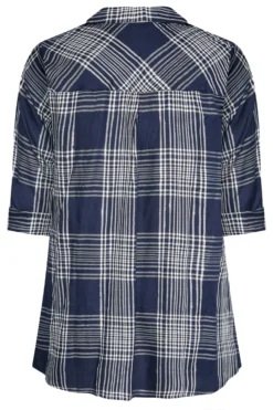 YOURS Curve Navy Blue Metallic Zip Check Shirt -Outlet Stylo Wise Store e045626c 73fc 4e 131467 BK scaled