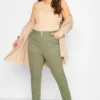 YOURS Curve Khaki Green Stretch Elasticated Waist MOM Jeans