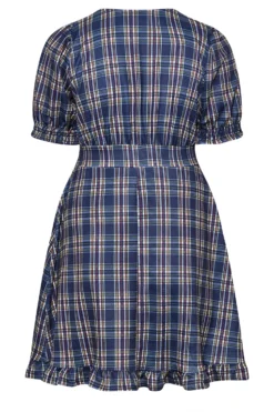 YOURS Curve Blue Check V-Neck Midi Dress -Outlet Stylo Wise Store e0ec678b 7b40 41 174143 Y scaled